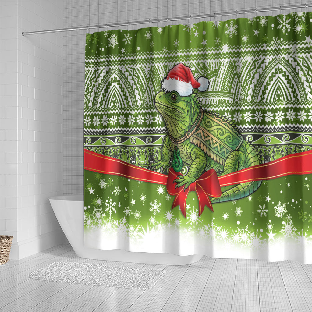 New Zealand Tuatara Christmas Shower Curtain Maori Inspired Knitted Patterns