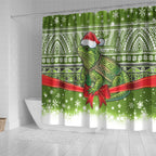 New Zealand Tuatara Christmas Shower Curtain Maori Inspired Knitted Patterns
