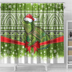 New Zealand Tuatara Christmas Shower Curtain Maori Inspired Knitted Patterns