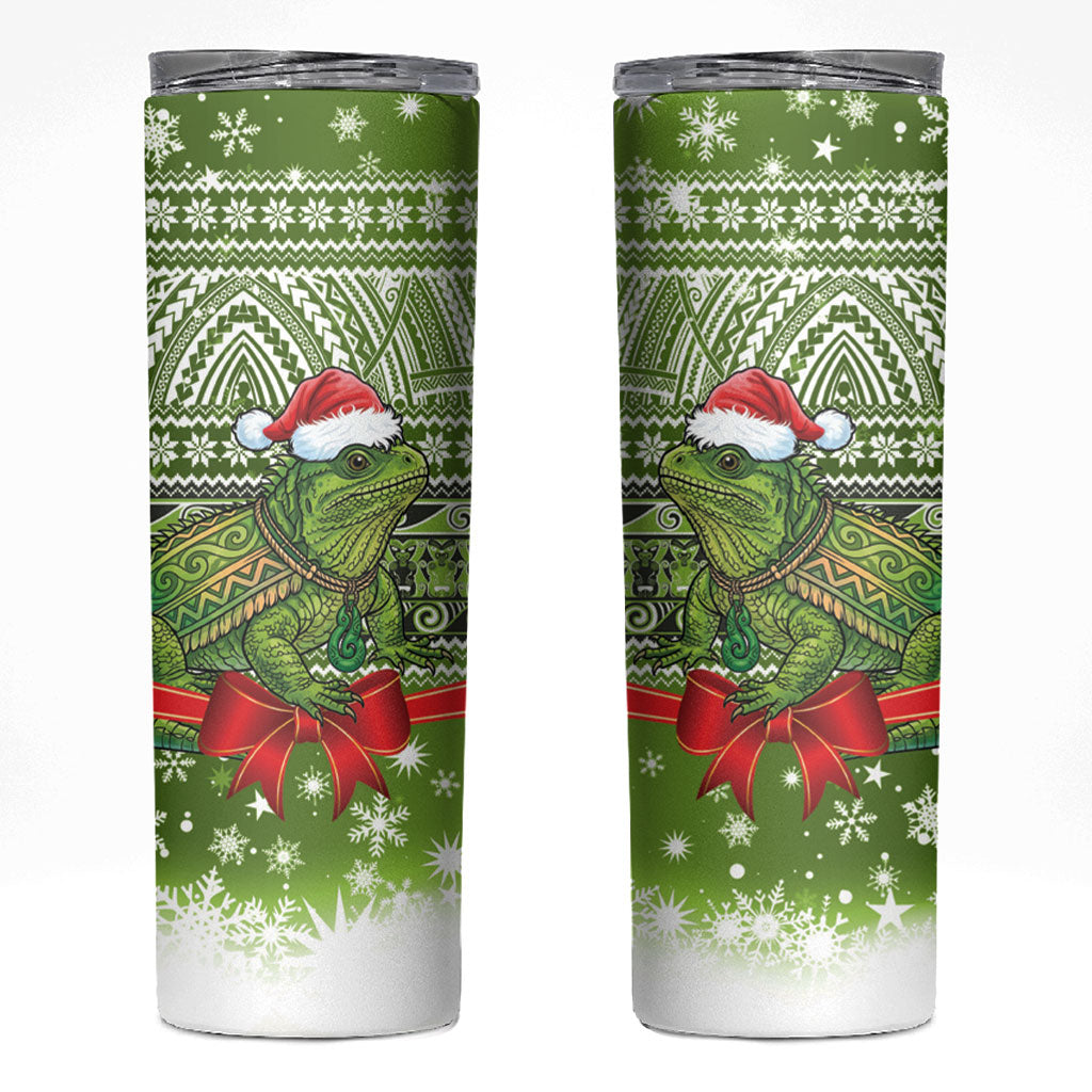 New Zealand Tuatara Christmas Skinny Tumbler Maori Inspired Knitted Patterns