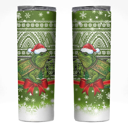New Zealand Tuatara Christmas Skinny Tumbler Maori Inspired Knitted Patterns