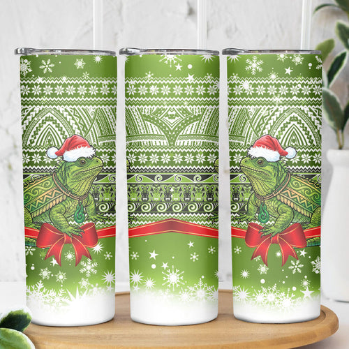 New Zealand Tuatara Christmas Skinny Tumbler Maori Inspired Knitted Patterns