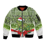 New Zealand Tuatara Christmas Sleeve Zip Bomber Jacket Maori Inspired Knitted Patterns
