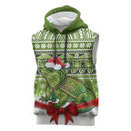 New Zealand Tuatara Christmas Sleeveless Hoodie Maori Inspired Knitted Patterns