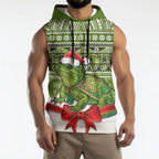 New Zealand Tuatara Christmas Sleeveless Hoodie Maori Inspired Knitted Patterns