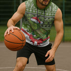 New Zealand Tuatara Christmas Sleeveless Hoodie Maori Inspired Knitted Patterns