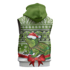 New Zealand Tuatara Christmas Sleeveless Zip Hoodie Maori Inspired Knitted Patterns