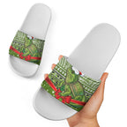 New Zealand Tuatara Christmas Slide Sandals Maori Inspired Knitted Patterns