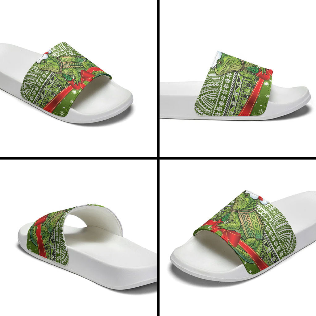 New Zealand Tuatara Christmas Slide Sandals Maori Inspired Knitted Patterns