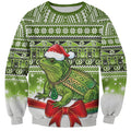 New Zealand Tuatara Christmas Sweatshirt Maori Inspired Knitted Patterns