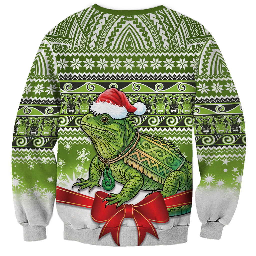New Zealand Tuatara Christmas Sweatshirt Maori Inspired Knitted Patterns