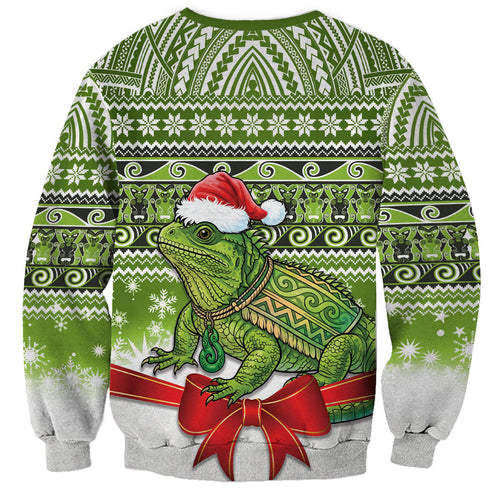 New Zealand Tuatara Christmas Sweatshirt Maori Inspired Knitted Patterns