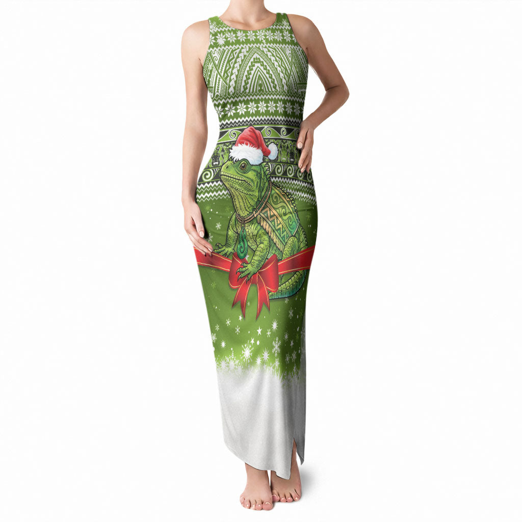 New Zealand Tuatara Christmas Tank Maxi Dress Maori Inspired Knitted Patterns