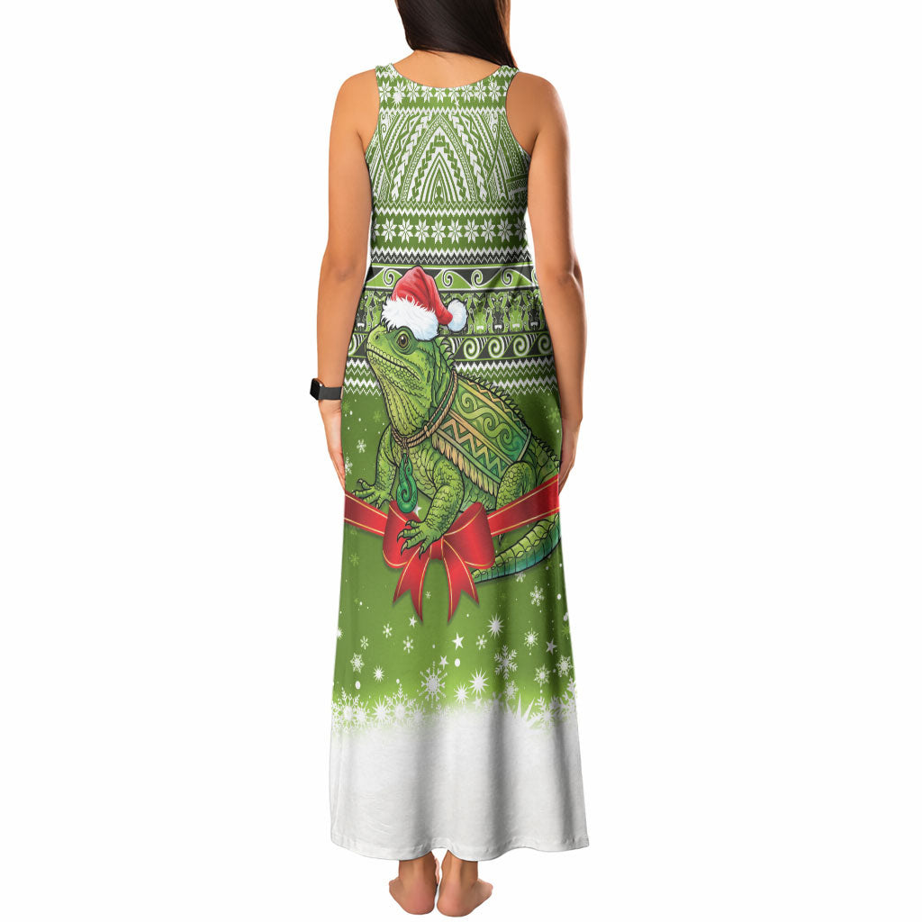 New Zealand Tuatara Christmas Tank Maxi Dress Maori Inspired Knitted Patterns