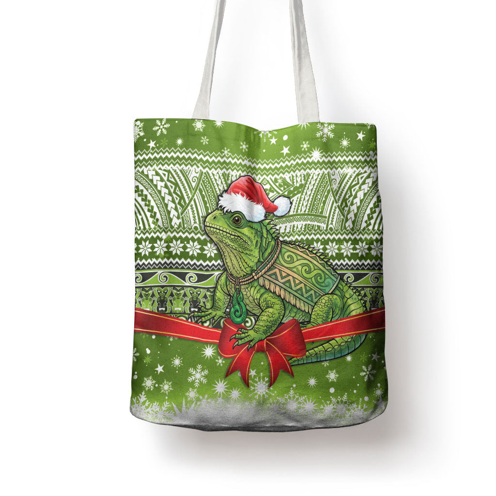 New Zealand Tuatara Christmas Tote Bag Maori Inspired Knitted Patterns