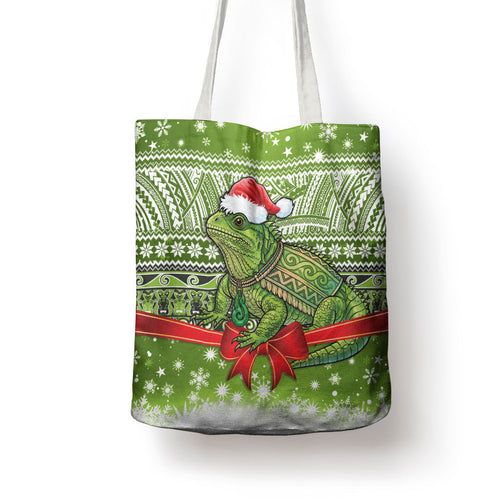New Zealand Tuatara Christmas Tote Bag Maori Inspired Knitted Patterns