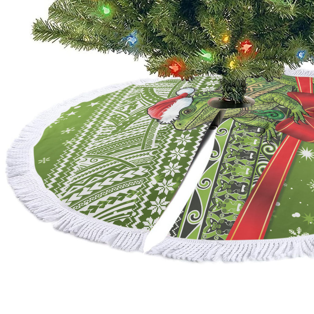 New Zealand Tuatara Christmas Tree Skirt Maori Inspired Knitted Patterns