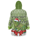 New Zealand Tuatara Christmas Wearable Blanket Hoodie Maori Inspired Knitted Patterns