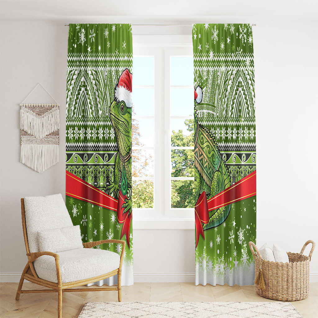 New Zealand Tuatara Christmas Window Curtain Maori Inspired Knitted Patterns