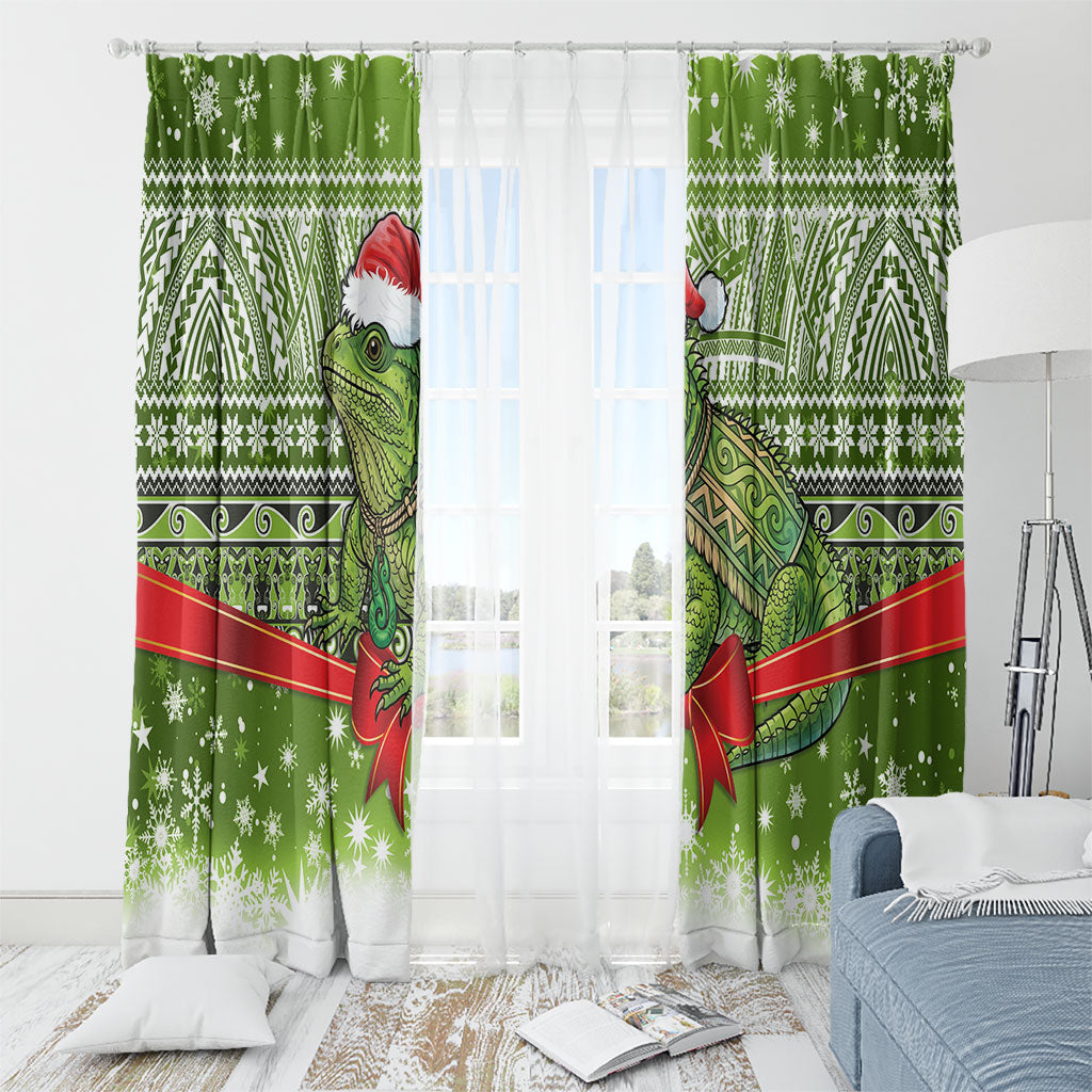 New Zealand Tuatara Christmas Window Curtain Maori Inspired Knitted Patterns
