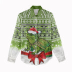 New Zealand Tuatara Christmas Women Casual Shirt Maori Inspired Knitted Patterns