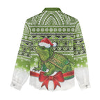 New Zealand Tuatara Christmas Women Casual Shirt Maori Inspired Knitted Patterns