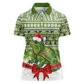 New Zealand Tuatara Christmas Women Polo Shirt Maori Inspired Knitted Patterns