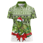 New Zealand Tuatara Christmas Women Polo Shirt Maori Inspired Knitted Patterns