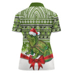 New Zealand Tuatara Christmas Women Polo Shirt Maori Inspired Knitted Patterns