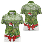 New Zealand Tuatara Christmas Women Polo Shirt Maori Inspired Knitted Patterns