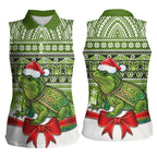 New Zealand Tuatara Christmas Women Sleeveless Polo Shirt Maori Inspired Knitted Patterns