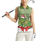 New Zealand Tuatara Christmas Women Sleeveless Polo Shirt Maori Inspired Knitted Patterns