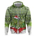 New Zealand Tuatara Christmas Zip Hoodie Maori Inspired Knitted Patterns