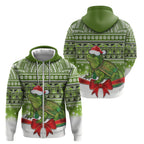 New Zealand Tuatara Christmas Zip Hoodie Maori Inspired Knitted Patterns