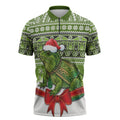 New Zealand Tuatara Christmas Zipper Polo Shirt Maori Inspired Knitted Patterns