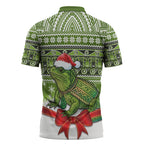 New Zealand Tuatara Christmas Zipper Polo Shirt Maori Inspired Knitted Patterns