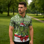 New Zealand Tuatara Christmas Zipper Polo Shirt Maori Inspired Knitted Patterns
