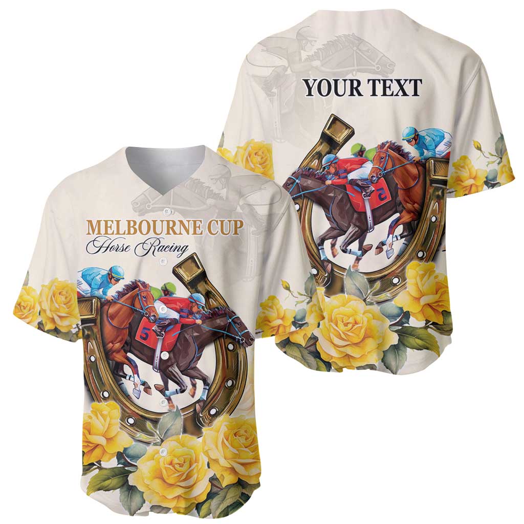 Melbourne Horse Racing Personalised Baseball Jersey Australian Horse With Yellow Roses
