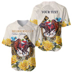 Melbourne Horse Racing Personalised Baseball Jersey Australian Horse With Yellow Roses