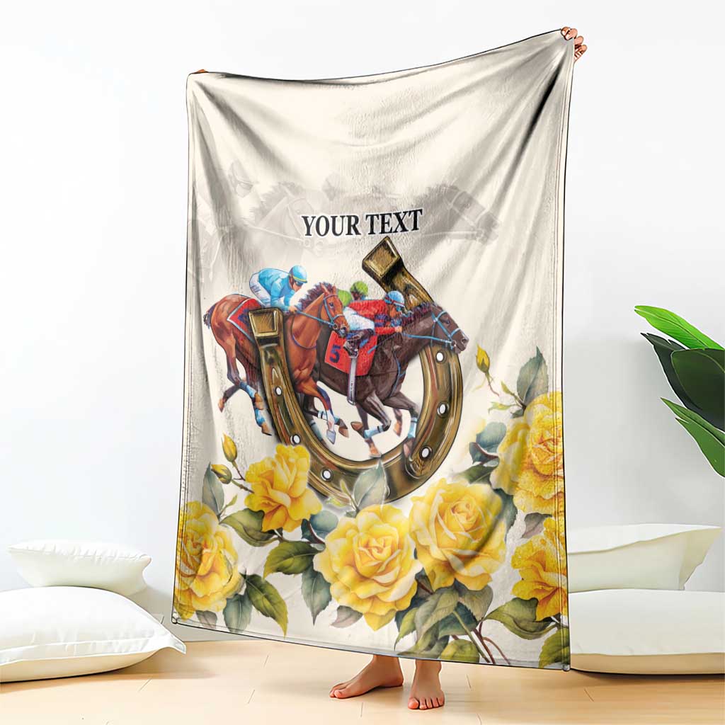 Melbourne Horse Racing Personalised Blanket Australian Horse With Yellow Roses