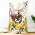 Melbourne Horse Racing Personalised Blanket Australian Horse With Yellow Roses