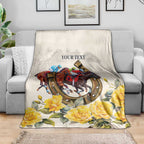 Melbourne Horse Racing Personalised Blanket Australian Horse With Yellow Roses