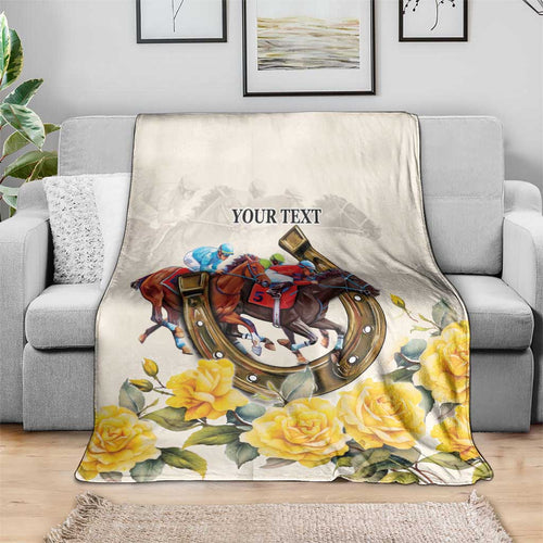 Melbourne Horse Racing Personalised Blanket Australian Horse With Yellow Roses