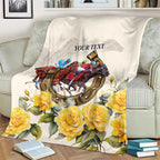 Melbourne Horse Racing Personalised Blanket Australian Horse With Yellow Roses