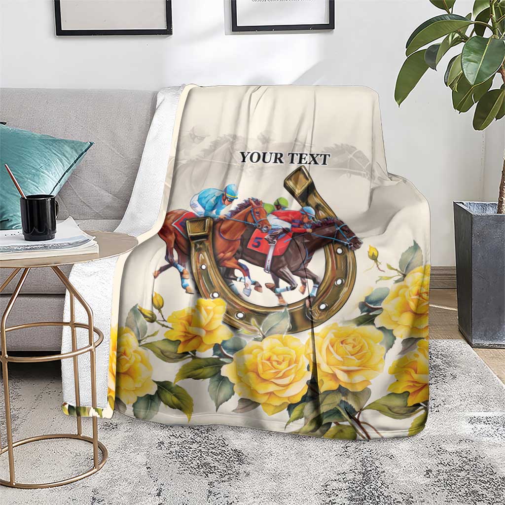 Melbourne Horse Racing Personalised Blanket Australian Horse With Yellow Roses