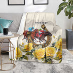 Melbourne Horse Racing Personalised Blanket Australian Horse With Yellow Roses
