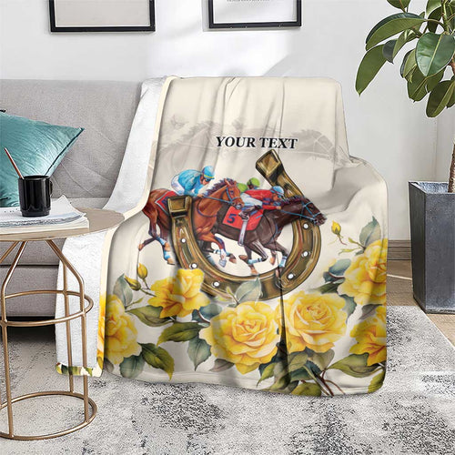 Melbourne Horse Racing Personalised Blanket Australian Horse With Yellow Roses