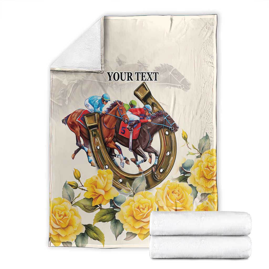 Melbourne Horse Racing Personalised Blanket Australian Horse With Yellow Roses