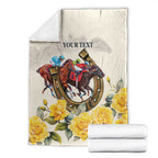 Melbourne Horse Racing Personalised Blanket Australian Horse With Yellow Roses