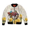 Melbourne Horse Racing Personalised Bomber Jacket Australian Horse With Yellow Roses
